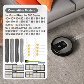 DrRobor Replacement Brushes for iRobot Series 800 and 900, Accessories for Roomba 800 871 876 866 900 960 966 980 981 976 971 with Rubber Brushes, Side Brushes and Filter HEPA