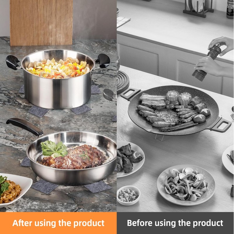 15pcs Felt Pan Protectors for Stacking, 3 Sizes Anti-Slip Heat