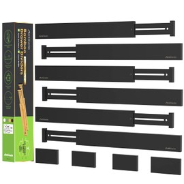ANTOWIN 10pack Bamboo Drawer Dividers, Expandable Drawer Separators Splitter, 17-22 inches Adjustable Spring-loaded Organizer for Large Utensil, Clothes, Tools Drawers(Black)