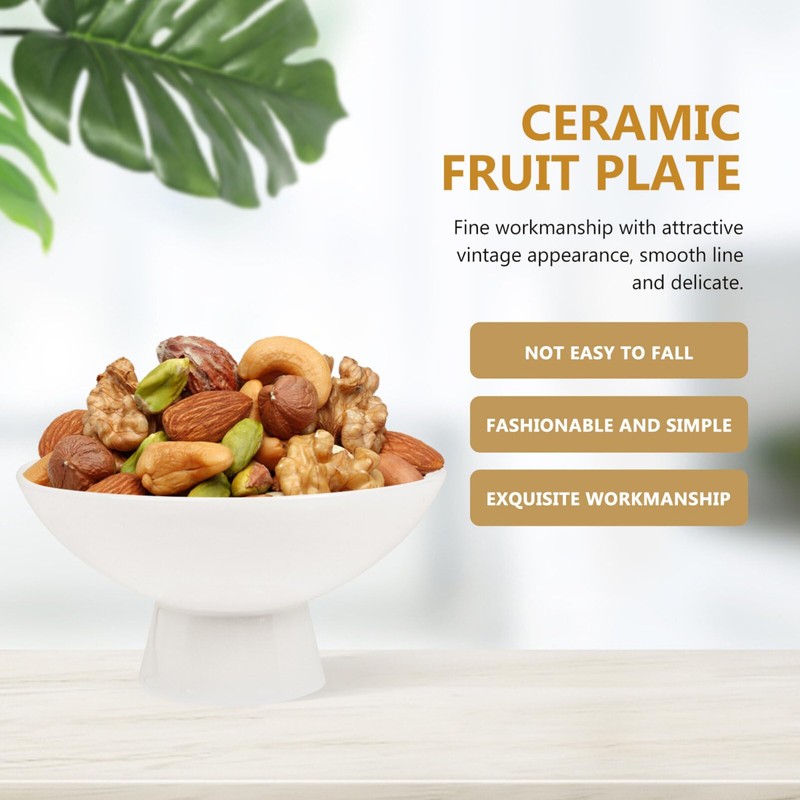 NUOBESTY Ceramic Footed Bowl, High Base Fruit Bowl, Decorative Fruit