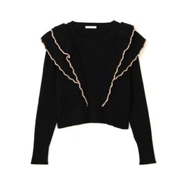 Jill by Jill Stuart Women's Sweater, Bulky Ruffle Compact Knit, Black