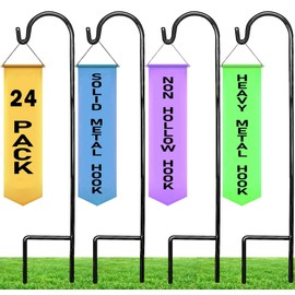 Ashman Shepherd's Hooks 35 Inch (24 Per Pack), Black, Made of Premium Metal for Hanging Solar Lights, Bird Feeders, Mason Jars, Christmas Lights, Lanterns, Garden Stakes and Wedding Décor.