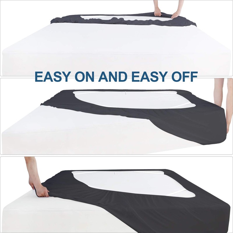 Bed Skirt Queen, Elastic Fabric Wrap Around 4 Sides Box