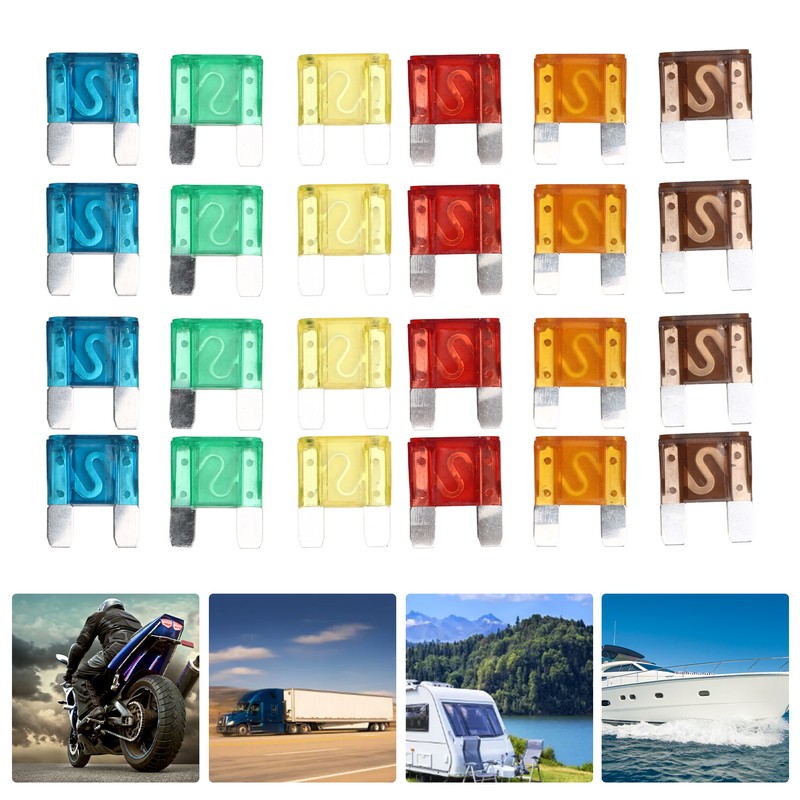 24Pcs Automotive Fuse Assortment Kit with Storage Box Zinc Alloy