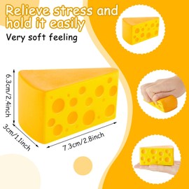 4 Pieces Cheese Stress Toy Yellow Fake Cheese Anxiety Relieve Cheese Toy Release Stress Block of Cheese Toy Elastic Foam Cheese Block