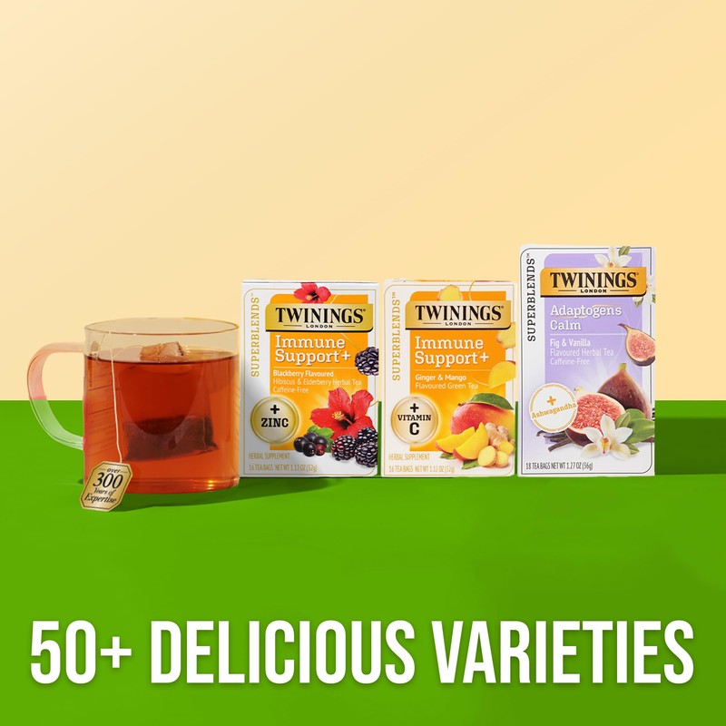 Twinings Superblends Immune Support+ Zinc Blackberry Flavoured Hibiscus, Elderberry Herbal,