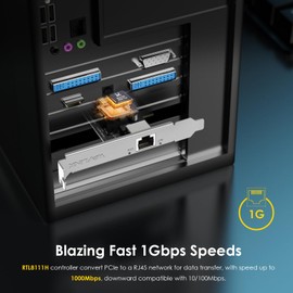 WAVLINK Gigabit Ethernet PCIE Network Card, 10/100/1000Mbps RJ45 LAN Adapter for Desktop PC, Win10/11 Supported