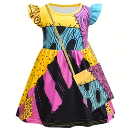 shyhand Sally Costume for Girls Kids Nightmare Before Christmas Dress Wig Pants Accessories Sally Cosplay Outfit 3-12 Years