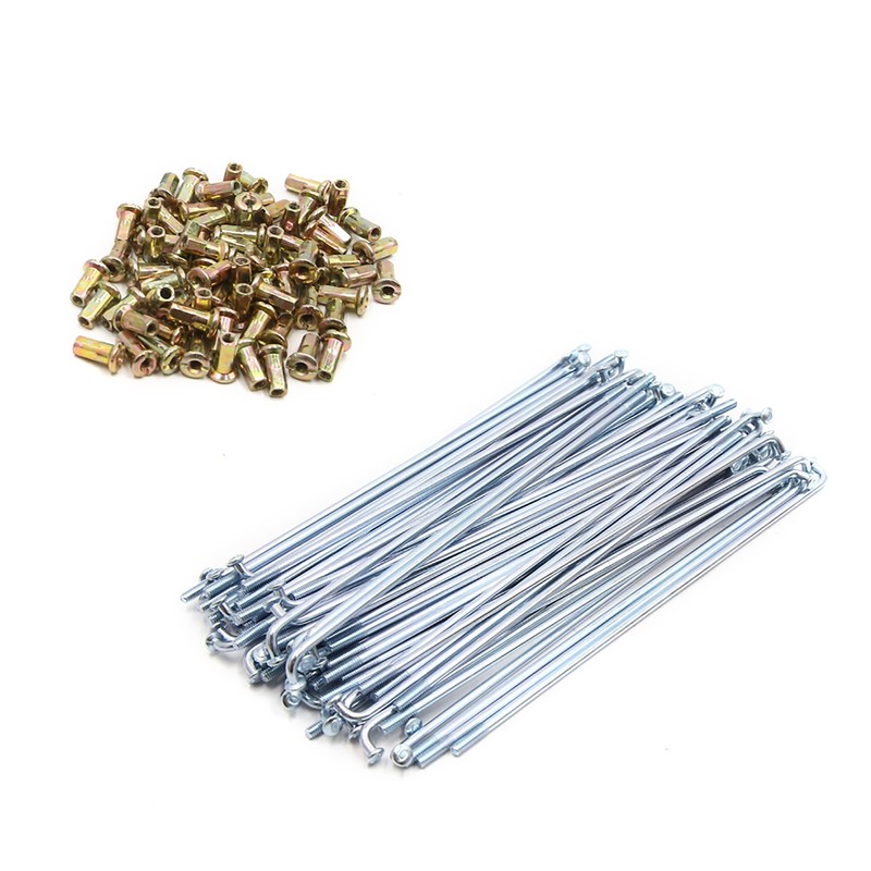 sourcing map Motorcycle Wheel Spokes with Nipples Silver 3 mm