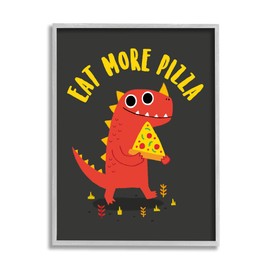 Stupell Industries Eat More Pizza Red Dragon Dinosaur Text Cartoon, Design by Michael Buxton