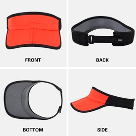 Sports Sun Visor Hats Men Women Foldable Brim Lightweight Packable Adjustable Visor Caps Running Golf Tennis Red