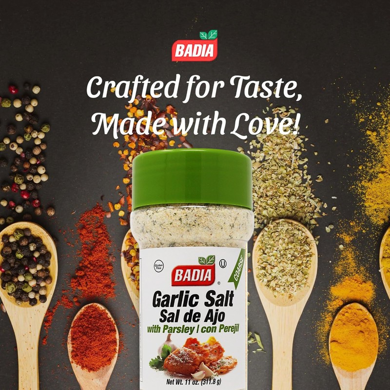 Badia Garlic Salt with Parsley 11 oz – Savory Blend