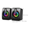 KOMBIUDA 1pair USB-Powered Computer Speakers RGB Lighting Omnidirectional Sound Portable