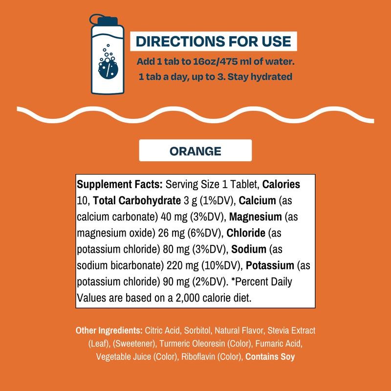 ORANGE Electrolyte Tablets for Daily Hydration