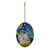 Whimsical Night Sky Golden Hamster Christmas Ornament White Oval Ceramic