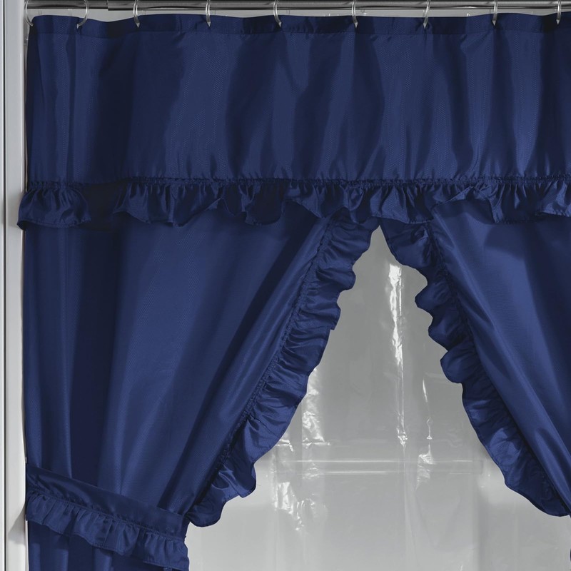 Stoneberry Home Ruffled Shower Curtain Set, Elegant 4-Piece Bathroom Ensemble