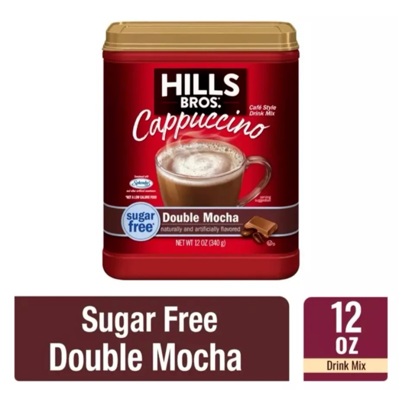 HILLS BROS Sugar-Free Instant Cappuccino Mix, Double Mocha 12oz (2
