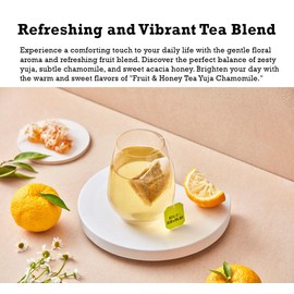 Damtuh Yuzu Honey Chamomile Tea – Citrusy & Floral Herbal Tea Blend, 20 Tea Bags (1g each)