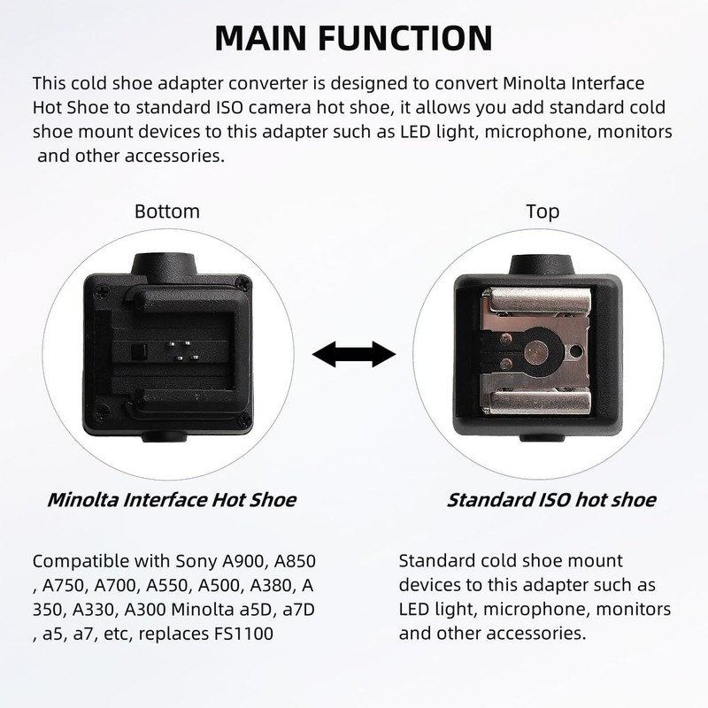 Flash Hot Shoe Adapter Speedlight Shoe Mount Converter for Sony
