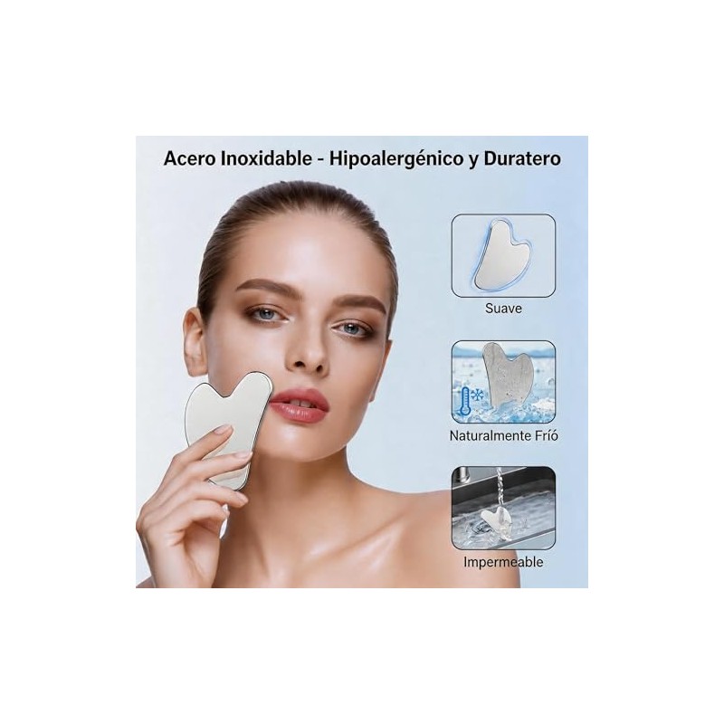 Gua Sha, Herramienta de Masaje de Acero Inoxidable Guasha, Herramienta