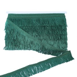 BEL AVENIR Lace Chainette Fringe Trim Polyester Tassel Trim with Hand Knitting for Home Accessories DIY Decoration (Dark Green, 13.7 Yard x 2 Inches)