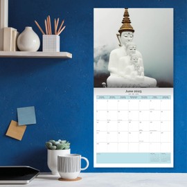 Dayplanner Publishing Buddha Calendar 2025, Large Square Wall Calendar With Organisational Stickers, 16 Month, Buddha Gift Religion Calendar