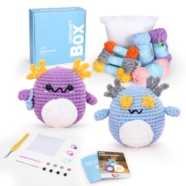 Beginners Crochet Kit for Adults - Axolotl Crochet Kit, All You Need in, Include Step-by-Step Video Tutorial, Surprise Birthday Gift