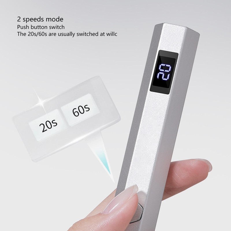 Mini LED Nail Lamp 2 Gears Portable Clear Silicone Tip