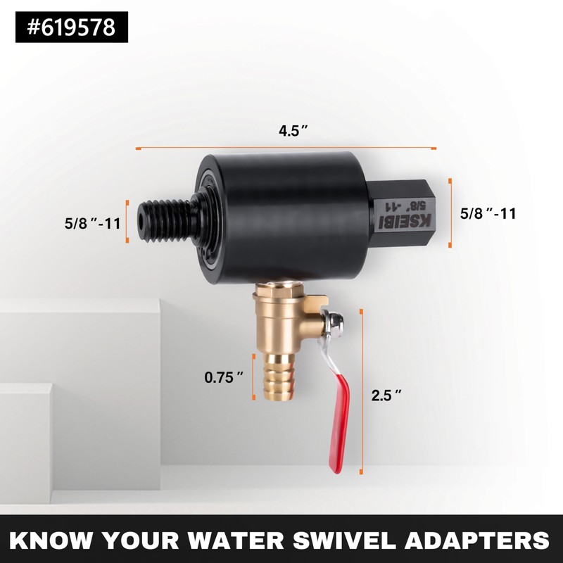 KSEIBI 619578 Water Swivel Adapters for Core Bits, 5/8"-11 Female