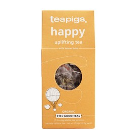 teapigs Happy Tea with Lemon Balm, 15 Biodegradable Temples, Bright & Cheerful Blend, Mood-Boosting, Organic, Naturally Caffeine-Free, Suitable for Vegetarians Vegans