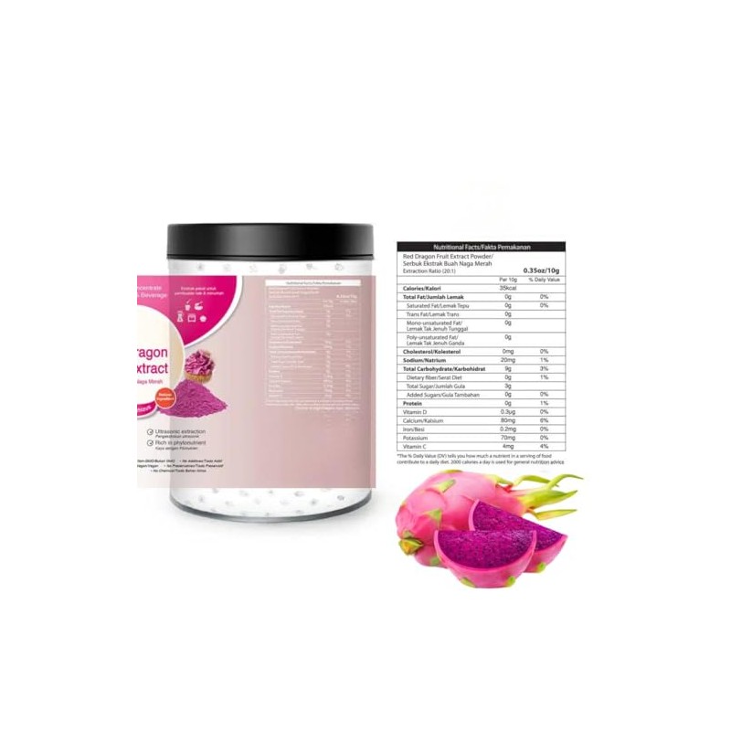 Drachenfrucht-Extrakt-Pulver – 100 g reines 100 % natürliches Pulver ohne