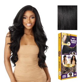Sensationnel Butta 360 Lace Wigs - Unit 8 Side Wider Parting 360 Degree Lace Glueless Synthetic Preplucked Hairline (1 JETBLACK)