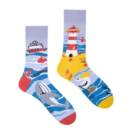 Spox Sox Casual Unisex Multicoloured Socks for Individualists, Sea and lake shore, 36-39