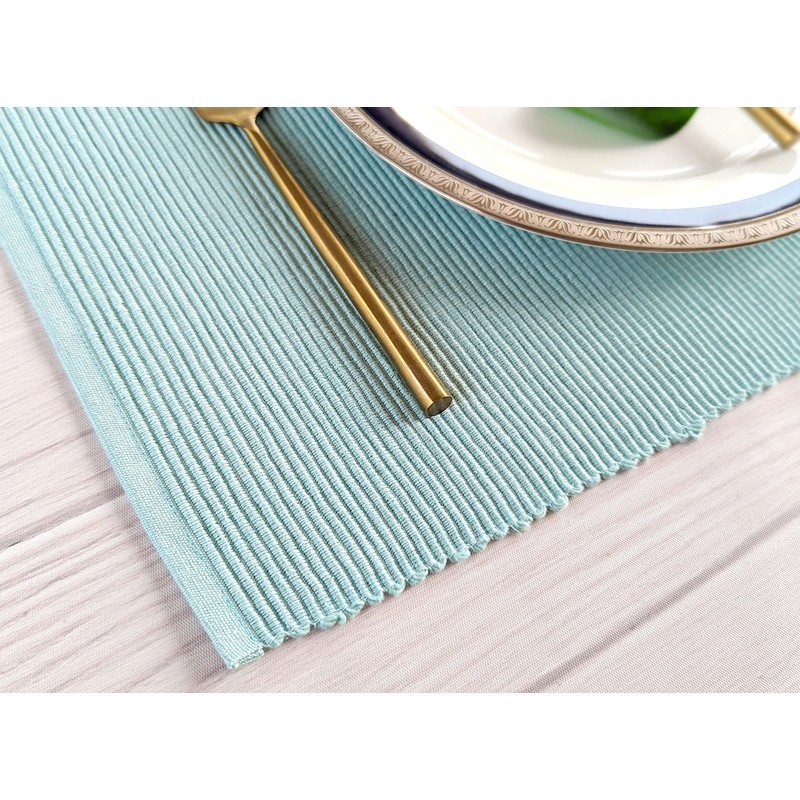 100% Cotton Ribbed Placemats - Set of 4-13 x 19