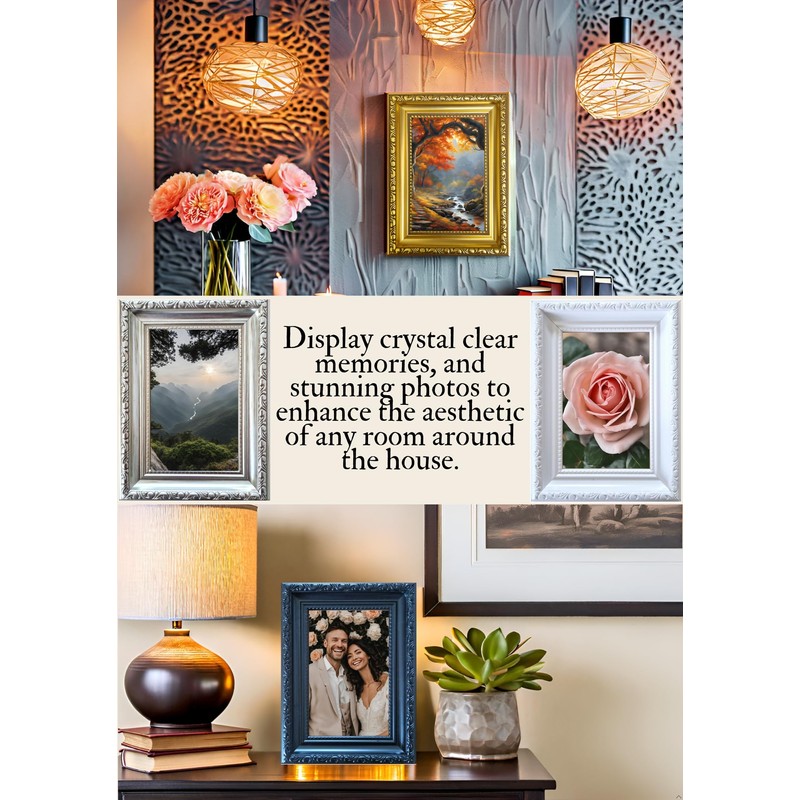 Aryllis Vintage 7x5 Photo Frame, Ornate Gold, Free-standing & Wall