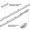 LuxGoth Stainless Steel Figaro Link Chain Bracelet Italian Diamond-Cut Figaro