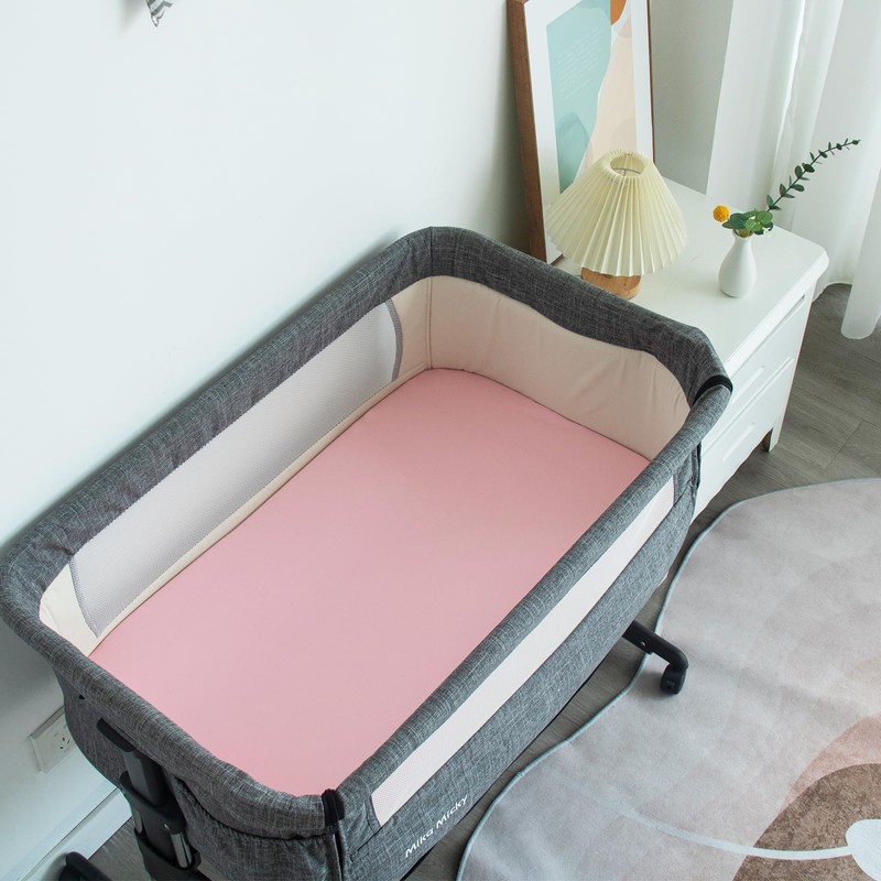 Bassinet Fitted Sheet(33" x 20"), 4 Pack for Most Bedside