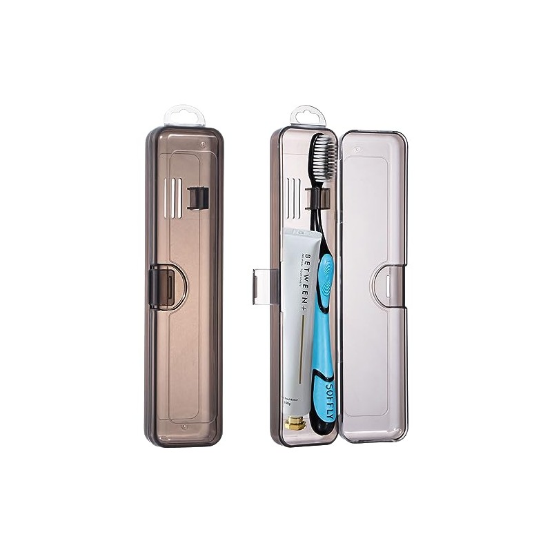 Estuche para cepillo de dientes de viaje, 2 paquetes, transparente