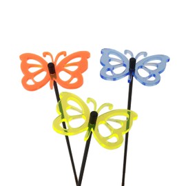 Set of 3 Glowing Comma Butterfly SunCatcher Garden Decor Decorative Garden Stakes 25cm/10 inches high Outdoor Yard Accessory Gardeners Gift, Colour:yellow/orange/blue (3) OB