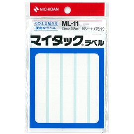 Nichiban Maitack Label Paper, Plain, 0.5 x 4.1 inches (13 x 105 mm), ML11-10P, 10 Pieces