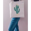 unbrand Canvas tote With Zipper, cute cactus shopping bag 13"×14"