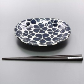 Mino Ware 132-5009 Indigo Blossom Oval Plate, Made in Japan