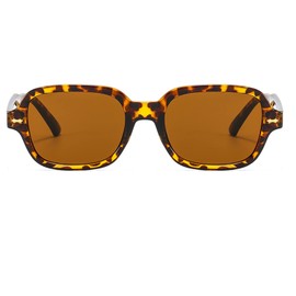 Mriendao Retro Rectangle Sunglasses for Women Men Vintage 90s Small Square Sunglasses Yellow Black Sunglasse