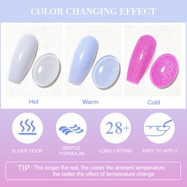 MEET ACROSS 12PCS Thermal Nail Gel Polish, Temperature Shiny Color Changing Gel Polish, Soak Off UV Sequins Gel Polish Nail Art DIY Salon Manicure Gifts