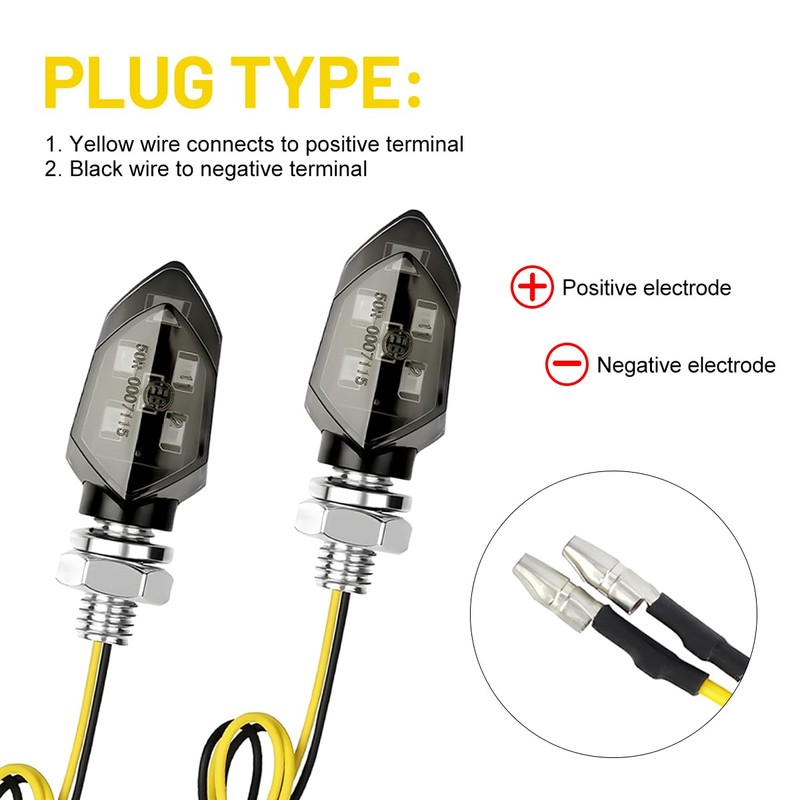 Suevut Set of 4 LED Motorcycle Indicators, E-Approved 12 V