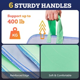 ETERNA Washable Positioning Bed Pad with 6 Reinforced Handles, 34" x 36" Waterproof Reusable Incontinence Underpads for Adults, Kids, Elderly and Pets (1 Pack)