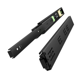 VADANIA 20" Push to Open Drawer Slide, #VF1245, 3-Fold Full Extension, Heavy Duty 100lb Load Capacity, Especially for Handleless Cabinet & Drawer, Ball Bearing, Side Mount, Black, 1-Pair