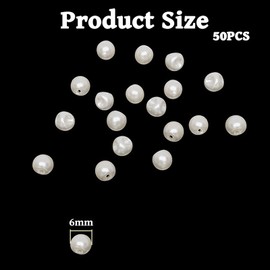 EMTPJAL 6mm Pearl Buttons, 50 Pack White Resin Sewing Buttons
