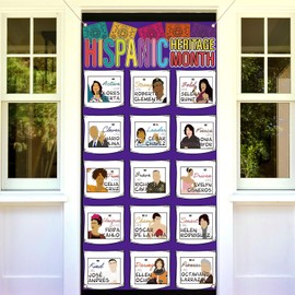 Nepnuser Hispanic Heritage Month Door Cover Latino Famous Spanish Speaking People Decoration Front Door Porch Classroom Hanging Banner
