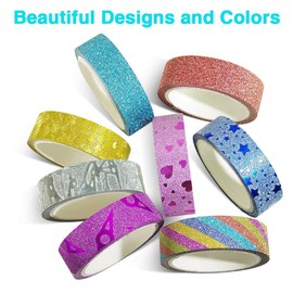 Phantomon Washi Tape Set Kids Tape Decorative Masking Gold Tape All Art Crafts DIY Decor Scrapbook With Re-Positional Colorful Design Multi-Purpose Masking Tape School Supply